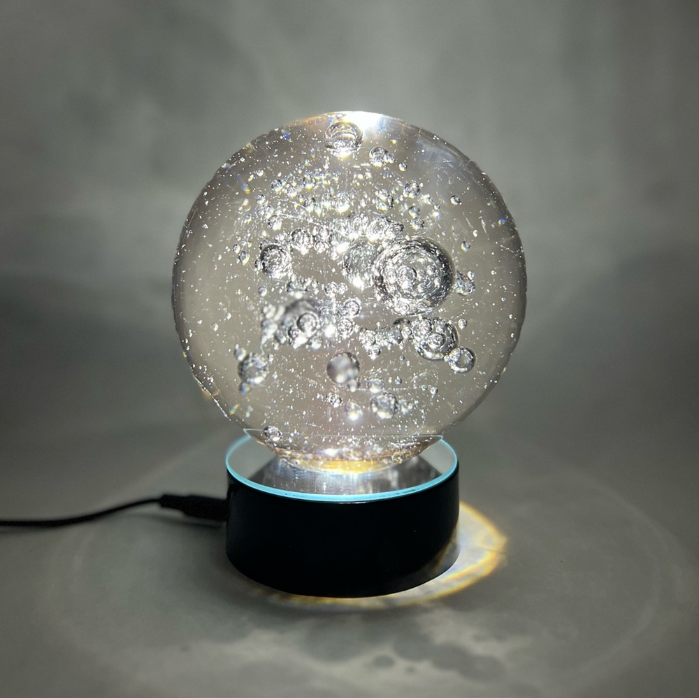 Blown Glass Bubble Sphere + LED Lights